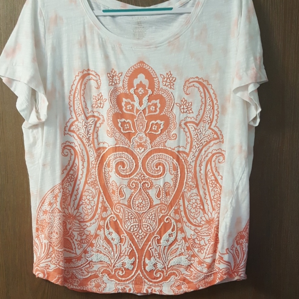Beaded boho tee shirt